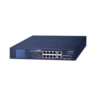Switch PoE+ / Distancia 250 Metros / 8 Puertos + 2 Combo TP/SFP Gigabit y Pantalla LCD Para Monitoreo