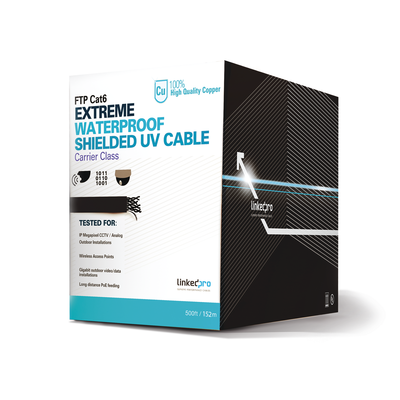[PRO-CAT-6-EXT/500] Bobina de 152.5 Metros (500 Pies) Cat6+ Calibre 23 Exterior Blindado Tipo FTP Para Climas Extremos, UL Para Aplicaciones de Video Vigilancia y Redes de Datos. Para Uso en Intemperie.