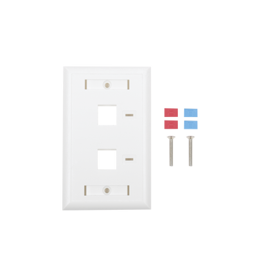 [LP-FP-22] Placa de Pared de 2 Puertos, Keystone, con Espacio para Etiqueta, Color Blanco