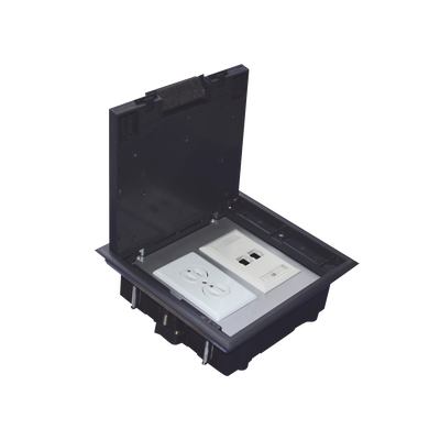 [TH-CP-2M] Caja de Piso para Dos Módulos Universales (Socket M2), para Alimentación Eléctrica y Redes de Datos (11000-33401) No Incluye Faceplates