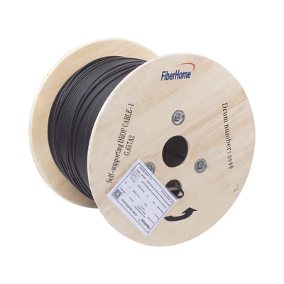 [IC-FIG8A2-1C] Carrete de 1 km de Fibra Óptica Aérea Mini Figura 8 G.657A2 Tipo Drop, Monomodo de 1 Hilo (Unifibra), Color Negro, Span 80