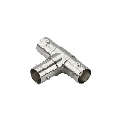 [TT-RG-10] Adaptador en T para 75 Ohm de triple conectores BNC Hembras, Níquel/ Oro/ Teflón.