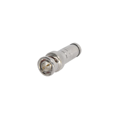 [TT-RG-16] Conector BNC Macho en 75 Ohm, de Compresión Axial para Cable Coaxial RG-59/U, Níquel/ Oro/ Politetrafluoroetileno.