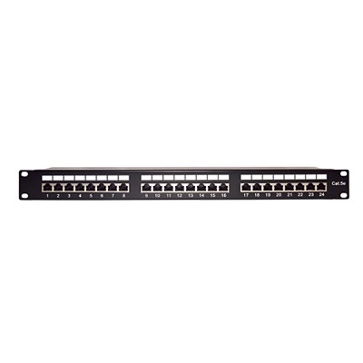 Panel de Parcheo de Impacto Blindado (STP) de 24 Puertos Cat5e, 19 Pulgadas
