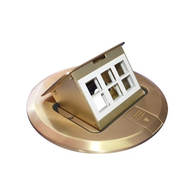 [TH-MCPD-B] Mini Caja de Piso Redonda para Datos o Conectores Tipo Keystone, Color Bronce (3 Contactos) (11000-12102)