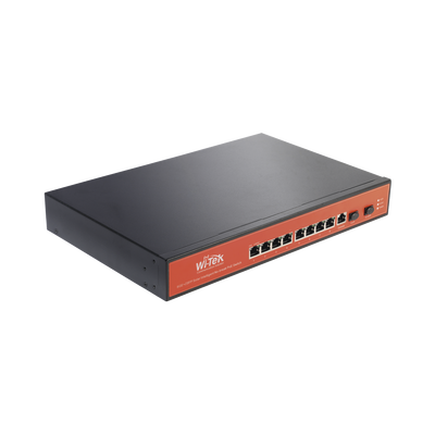 Switch Administrable Capa 2 de 8 puertos 10/100/1000 PoE af/at + 2 x SFP Gigabit, con respaldo para energía solar