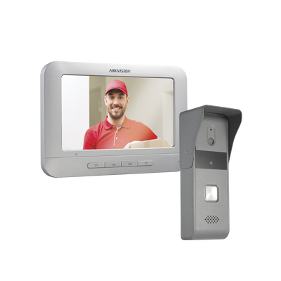 [DS-KIS203-T] Kit de Videoportero Analógico con Pantalla LCD a Color de 7" / Frente de Calle para Exterior IP65 / Salida de Relevador 