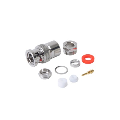 Conector BNC Macho de Rosca para Ensamblar en Cable RG-59/U, Níquel/ Oro/ Teflón.