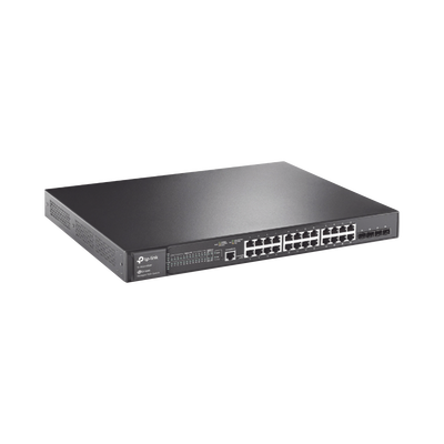 [TL-SG3428MP] Switch L2+ Omada PoE+ / 24 Puertos PoE+ 10/100/1000 Mbps / 4 Puertos SFP 1G / 2 Puertos Consola (RJ45 y microUSB) / Administración Centralizada Omada o Stand-Alone / Multicast IGMP / Calidad de Servicio / Presupuesto PoE 384W / Montaje en Rack