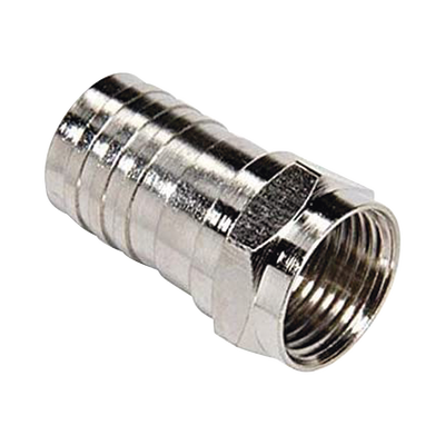 [TT-CON-534] Conector F Macho, Plegable de Doble Blindaje para cable RG-6, Cuerpo de Bronce Niquelado.