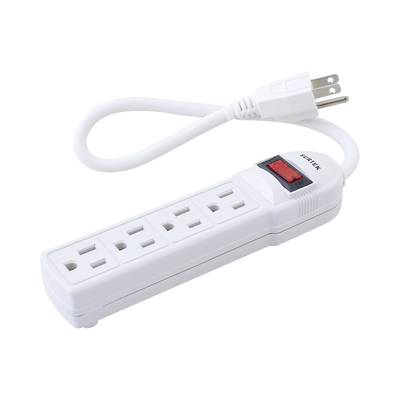 [SYS-136200] Multicontacto con cable 30 cm. 4 tomas 127 Vca línea, tierra, neutro 15 A max.