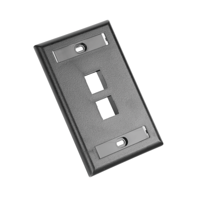 [NK2FBL] Placa de Pared Vertical, Salida Para 2 Puertos Keystone, Con Espacios Para Etiquetas, Color Negro