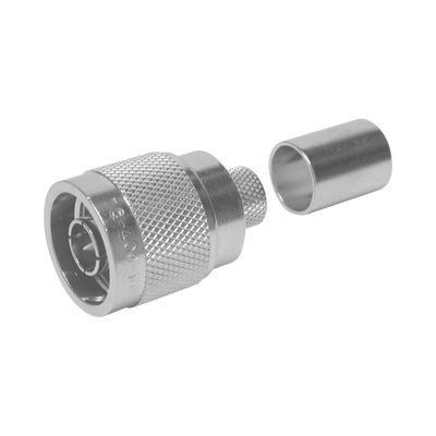 Conector N Macho para 75 Ohm de Anillo Plegable para cable RG-11, Niquel /Oro /Teflón.