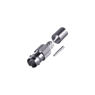 Conector BNC Hembra de 75 Ohm, Anillo Plegable para Cable RG-6/U, Níquel/ Oro/ Teflón.