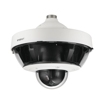 [PNM-9322VQP] Cámara IP Multisensor 8 - 20 MP (4 sensores de 2 o 5 MP) lentes intercambiables con PTZ 2 MP 32X / Hasta 5 tarjetas SD de 256 GB / WDR de hasta 150dB / IP66 / IK10