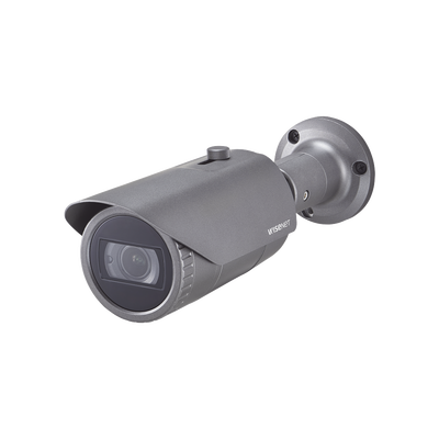 [QNO-6082R1] Cámara IP Tipo Bala Antivandálica 2 Megapíxel / Lente Varifocal 3.2 - 10mm / IR 30M / WDR 120db / IP66 / H.265 & WiseStream