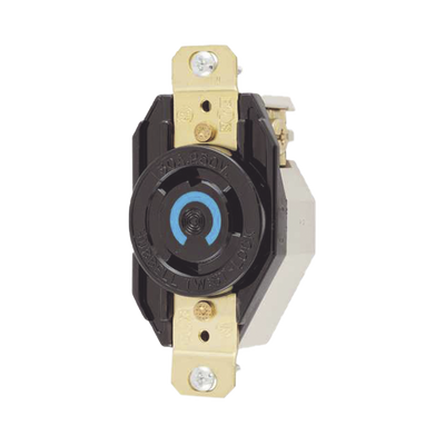 [HUB-HBL-2620] Receptáculo de Media Vuelta Industrial 30 A 250 V CA 2 Polos 3 Hilos (Nema L6-30R) Color Negro.