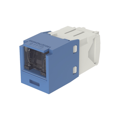 Conector Jack RJ45 Estilo TG con Ventana, Mini-Com, Categoría 6, de 8 Posiciones y 8 Cables, Color Azul