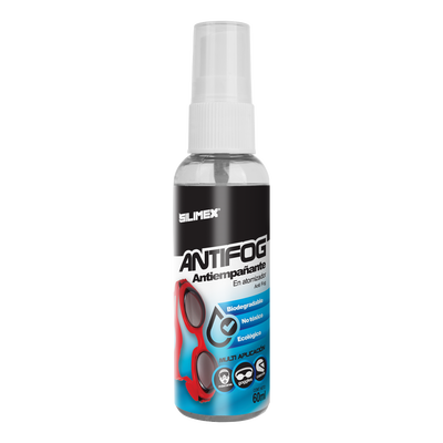Antiempañante, ideal para eliminar problemas de empañamiento en googlees, mascaras, cascos, lentes, bote 60 ml