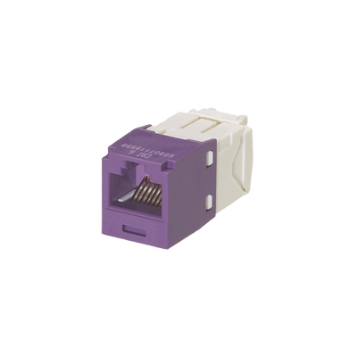 Conector Jack RJ45 Estilo TG, Mini-Com, Categoría 6, de 8 Posiciones y 8 Cables, Color Violeta