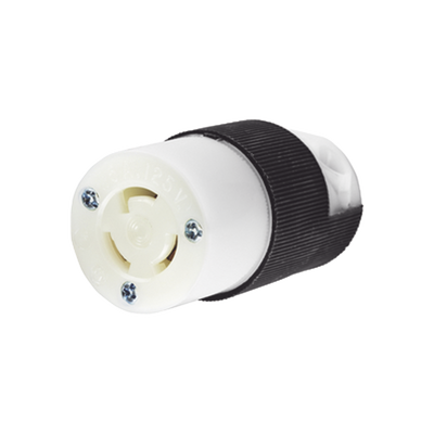 [HUB-HBL-4729C] Conector Industrial con Bloqueo de Media Vuelta / 15 A 125 V CA / 2 Polos 3 Hilos / Color Blanco y Negro / Nema L5-15R. 