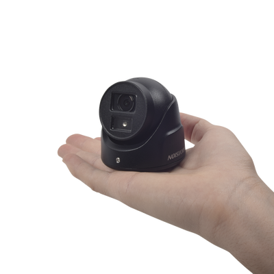 Ultra Mini Turret TURBO 2 Megapixeles (1080p) / Gran Angular / Lente 2.8 mm / 20 mts IR EXIR / Exterior IP67 / 4 Tecnologías (TVI / AHD / CVBS) / dWDR / Color Negro