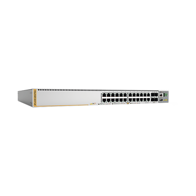Switch PoE+ Stackeable Capa 3, 20 puertos 10/100/1000 Mbps + 4 x 100M/1G/2.5/5G-T + 4 puertos SFP+ 10 G, hasta 740 W, fuente redundante