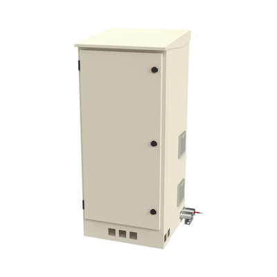 [LP-FORTE-16U-BAT] Gabinete de Piso para Exterior con Ventiladores y Termostato con Rack de 19" de 16 U + Espacio para Baterías, Se envía el Gabinete Armado.