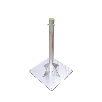 [SLM-BA-6G] Base para Mástil Hasta 2" con Opresores, Base de 50 x 50 cm y Tubo de 80 cm Ced. 30. Galv. Inmersión.