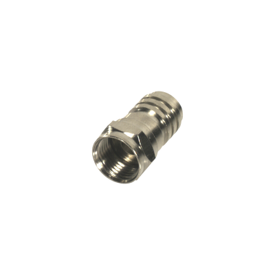 [RFF-1402-D] Conector F Macho Plegable para Cable Coaxial RG-59/U, Níquel / Níquel /Polietileno.
