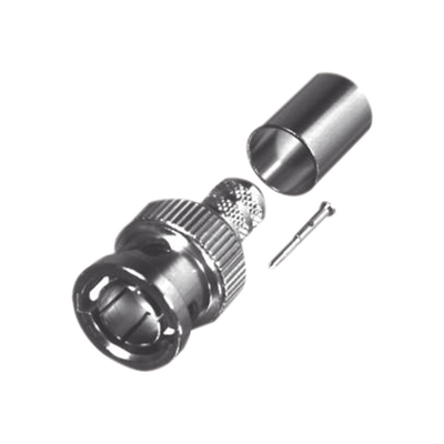 Conector BNC Macho de Anillo Plegable para Cable Belden 8281 tipo RG-59/U, Níquel/ Oro/ Delrin.