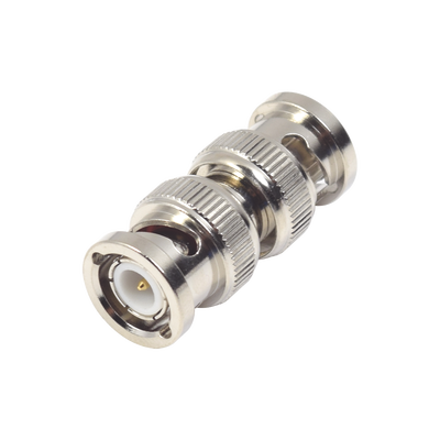 [RFB-1733] Adaptador tipo Barril para 75 Ohm, de Conector BNC Macho a BNC Macho, Niquel/ Oro/ Teflón.