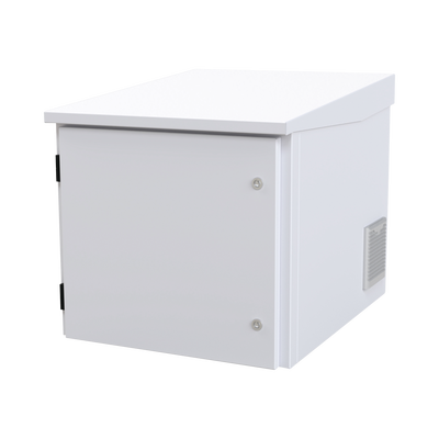 Gabinete PROFUNDO hasta 705 mm  de profundidad, de Exterior de 9UR con Ventiladores y Termostato, Se envía el Gabinete Armado, (Montaje a poste o torre se vende por separado).
