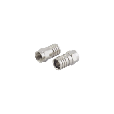Conector F Macho, Plegable de Doble Blindaje para cable RG-59, Cuerpo de Bronce Niquelado.