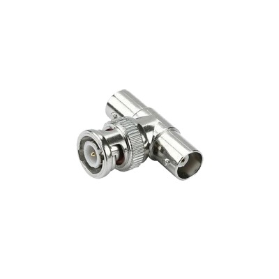 [TT-RG-12] Adaptador en T para 75 Ohm de Conector BNC Macho a Doble BNC Hembra, Níquel/ Oro/ Teflón.