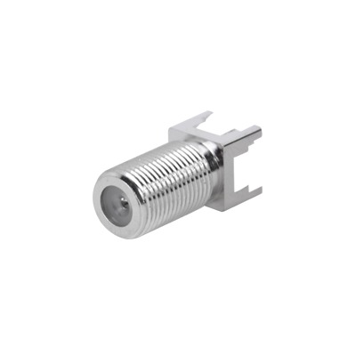 Conector F Hembra para PCB de Montaje Vertical, Níquel/ Estaño/ Polietileno.
