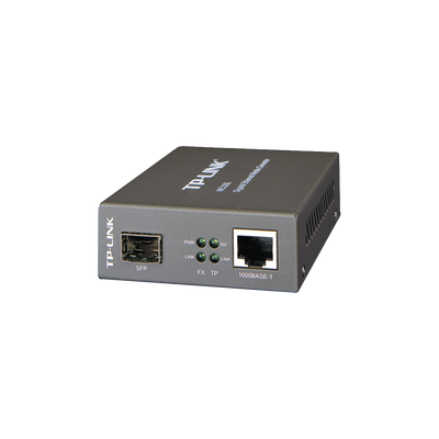 Convertidor Fibra Óptica Monomodo o Multimodo / 1 Puerto SFP 1000 Mbps / 1 Puerto RJ45 10/100/1000 Mbps / Plug and Play 