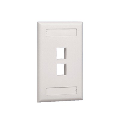 [NK2FWHY] Placa de Pared Vertical, Salida Para 2 Puertos Keystone, Con Espacios Para Etiquetas, Color Blanco