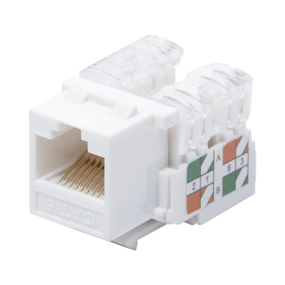 Módulo Jack Keystone Cat6 con Terminación 110 (Punchdown) para Faceplate - Color Blanco