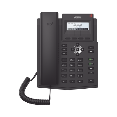 Teléfono IP / 2 Líneas SIP / Pantalla LCD 128x48 / Audio HD G.722 y Opus / Conferencia 3 Vías / PoE 802.3af / OpenVPN / Soporte EHS
