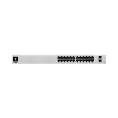 Switch UniFi Capa 2 / 24 Puertos Gigabit / 16 Puertos PoE+ 802.3af/at / 95W Total / 2 Puertos SFP 1G / Pantalla LCM / Sin Ventilador
