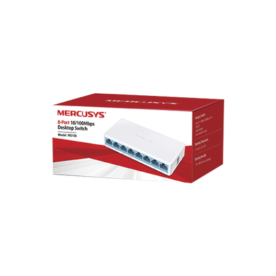 Switch NO Administrable / Para escritorio / 8 puertos 10/100 Mbps / Diseño Compacto / Plug and Play