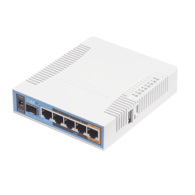  (hAP ac) 5 Puertos Gigabit Ethernet, 1 Puerto SFP, 1 USB, WiFi Doble Banda 3x3 802.11ac, hasta 1W de potencia