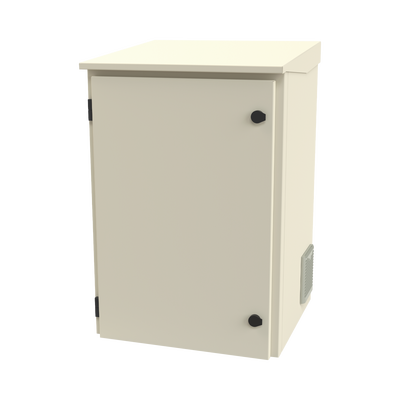 Gabinete de Exterior con Rack de 19" de 16U con Ventiladores y Termostato, Se envía el Gabinete Armado. (Montaje a poste o torre se vende por separado).