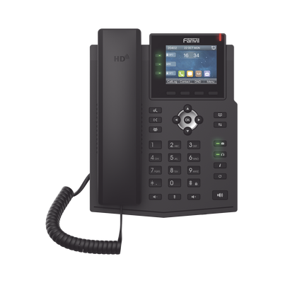 Teléfono IP / 6 Líneas SIP / Pantalla LCD a Color 2.8" / Audio HD G.722 y Opus / Conferencia 3 Vías / Puertos Gigabit / PoE 802.3af / OpenVPN / IPv6