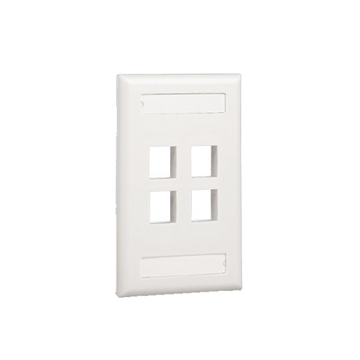 [NK4FWHY] Placa de Pared Vertical, Salida Para 4 Puertos Keystone, Con Espacios Para Etiquetas, Color Blanco