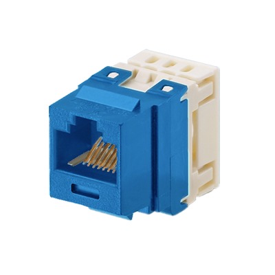 [NKP5E88MBU] Conector Jack Estilo 110 (de Impacto), Tipo Keystone, Categoría 5e, de 8 Posiciones y 8 Cables, Color Azul