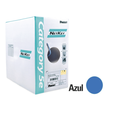 [NUC5C04BU-CE] Bobina de Cable UTP 305 Metros (1000 Pies) de Cobre, NetKey, Azul, Categoría 5e (24 AWG), PVC (CM), de 4 Pares