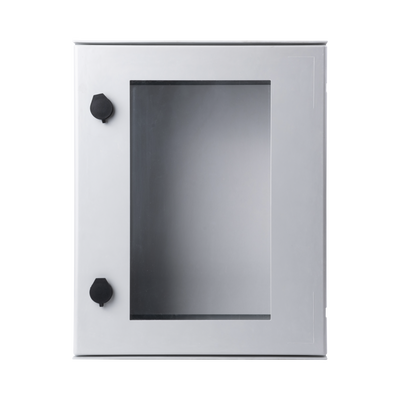 [PST-4050-20PT] Gabinete de Poliéster IP65 Puerta Transparente, Uso en Intemperie (400 x 500 x 200 mm) con Placa Trasera Interior de Plástico (Incluye Chapa y Llave).