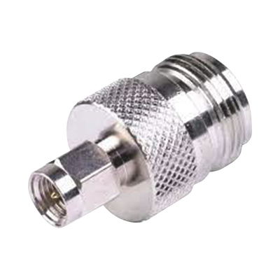 [RSA-3452] Adaptador en Linea de Conector SMA Macho a N Hembra, Niquel/ Oro/ Teflón.